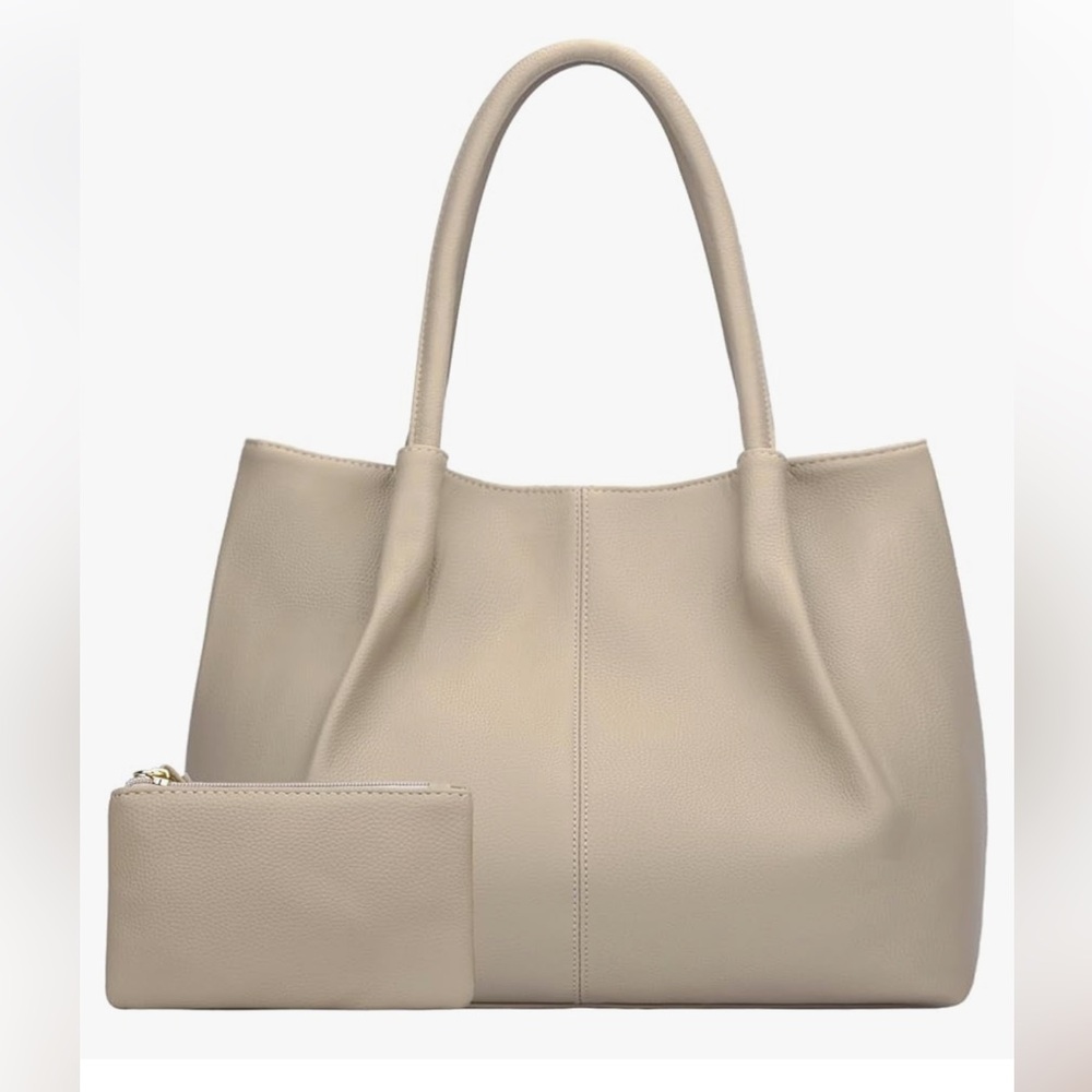 KKXIU | NWT Elegant beige tote with matching pouch